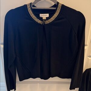 Calvin Klein Black Top with Gold Chain Detail